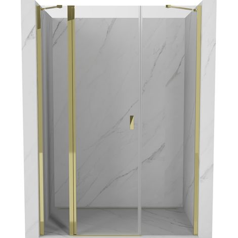 Mexen Mist porte de douche pivotante 130 cm, transparent, doré - 8A4-130-001-50-00