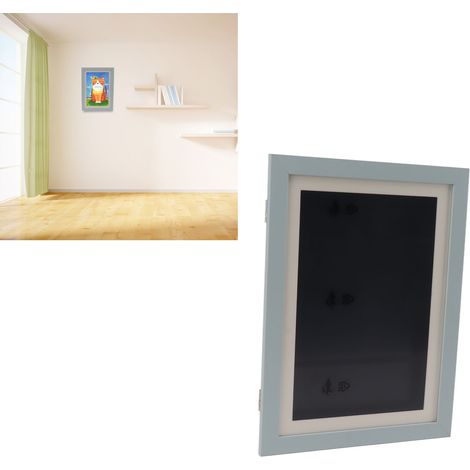 Cadre photo pliable à couvercle rabattable, KidsArtFrame, cadre photo magnétique pour enfants, rangement, bleu. (1/5)