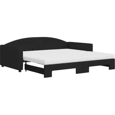 Maison Exclusive - Lit de jour avec gigogne et matelas noir 100x200 cm tissu