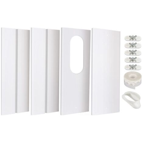 QORVA-4PCS Kit de Plaque Fenêtre Climatiseur Mobile, Kit de Glissière de Fenêtre Climatiseur Portable, Kit Calfeutrage Fenêtre Coulissante Climatiseur Mobile