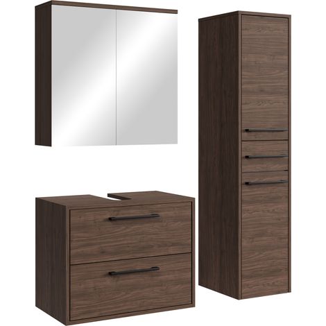 Waschbeckenunterschrank Set Florence 60 x 35 cm – Walnuss Braun (1/5)