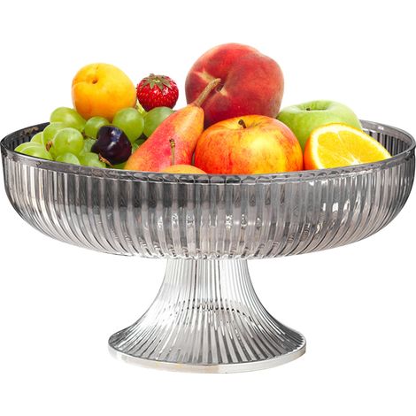 Trendige Obstschale im neuen Design, ideal für den Wohnzimmertisch, perfekt zur Aufbewahrung von Snacks, Süßigkeiten, Nüssen und Trockenfrüchten. Silbergrau. (1/5)