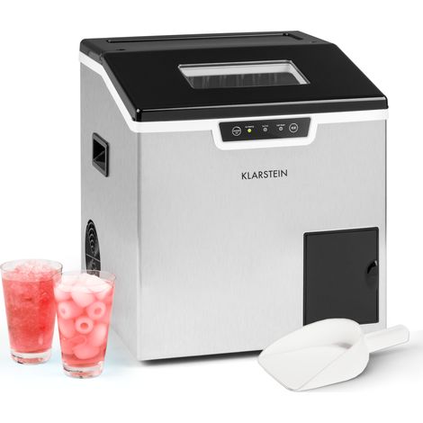 Klarstein 3L Small Ice Maker Machine, Counter Top Ice Machine For Home and Kitchen, Fast Operation, 20 kg of Crushed and Bullet Ice, Safety Alarms, Self-Cleaning Countertop Ice Cube Maker Machine