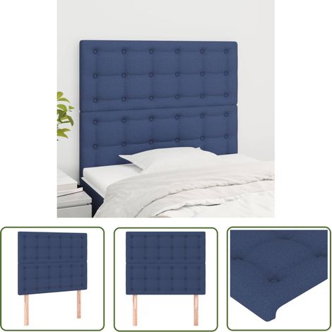 The Living Store Têtes de lit 2 pcs Bleu 90x5x78/88 cm Tissu - Tête De Lit - Têtière De Lit - Meuble De Chambre - Literie - Décoration Chambre (1/5)