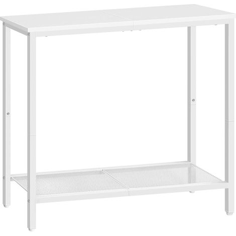 Table Console, Table d'Entrée de 75 cm, Table d’Appoint avec Étagère de Rangement, Bout de Canapé, Rangement Ouvert, Couloir, Salon, Chambre, Foyer, Blanc (1/5)