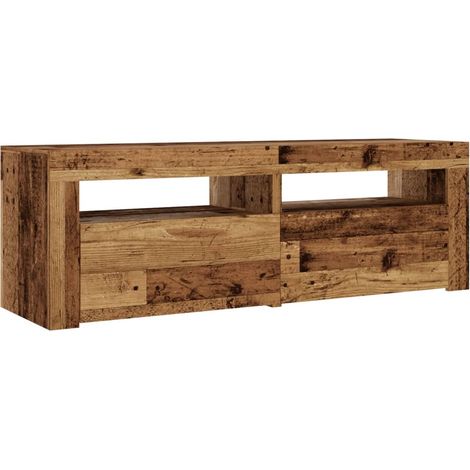 Porta TV multimediale scaffale TV credenza TV sala da pranzo soggiorno camera da letto con luci LED legno vecchio derivati del legno marrone 020026836