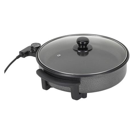Poêle électrique 30 cm – Puissance 1500W – 5 niveaux de température jusqu'à 280°C – Couvercle transparent avec échappement de vapeur – Tristar