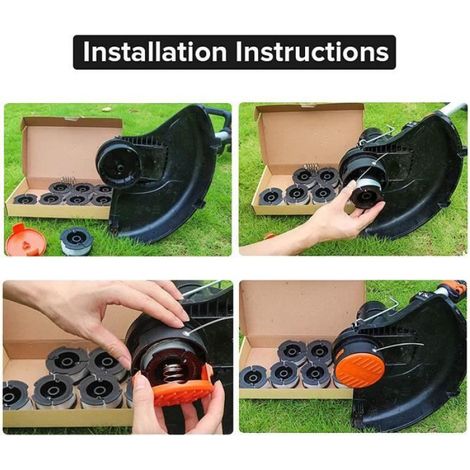 Bobine de fil pour coupe-bordure - Compatible Black & Decker - Lot de 4 - Fil nylon 9 m x 1,6 mm - Bobine ABS durable (1/4)