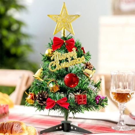 12" - 30 cm Mini künstlicher Weihnachtsbaum, vorbeleuchtet mit LED-Ornamenten für den Tisch