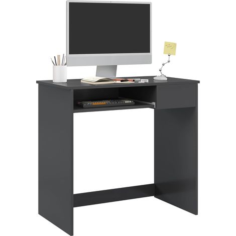 Compact Computer Desk with Keyboard Tray Drawer, Study Desk, Writing Desk for Home Office, Grey (1/5)
