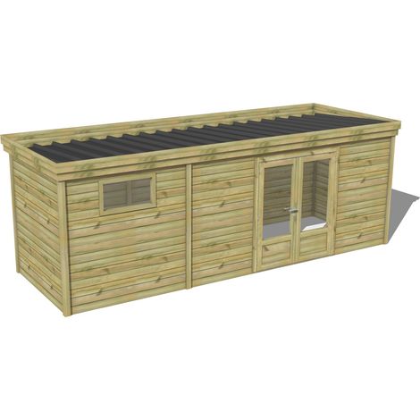 ABRI DE JARDIN bois traité 27mm, 6,9x2,1m, 15m2