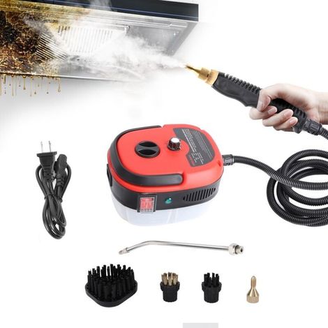 Nettoyeur Vapeur 2500W, Nettoyeur Vapeur à Main, 1000ML Réservoir d'eau de Grande Capacité, avec 3 Têtes de Brosse Réglables sur 6 Niveaux, 10S Chauffage Rapide Nettoyeur Vapeur-Rouge (1/4)