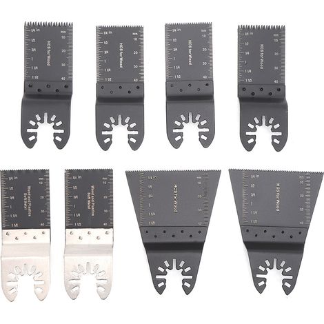 GARRYFIZH Lames de scie universelles oscillantes en acier à haute teneur en carbone, 8 pièces, accessoires pour outils multifonctions (1/5)