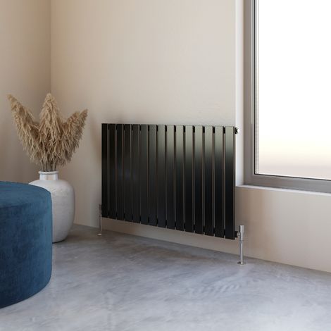 Acezanble 600x1020mm Single Black Horizontal Flat Panel Central Heating Designer Radiator