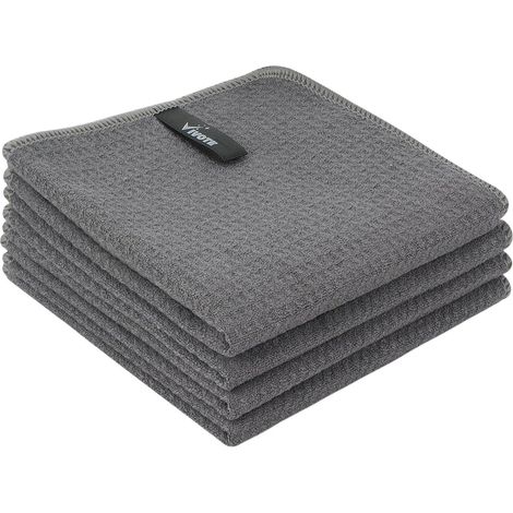 Mikrofasertücher Grau Waffeltuch 33x33cm 4er Set für Küche & Barista, Fusselfrei (1/5)