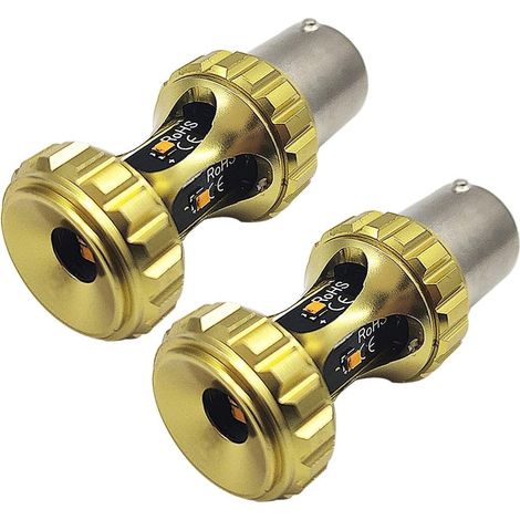 Lot de 2 ampoules LED 1156 BA15S 7506 12 V de rechange pour feux clignotants, jaune ambre