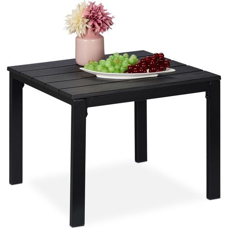 Relaxdays Beistelltisch Balkon, wetterfest, auch für Terrasse und Garten, HBT: 39x52x48 cm, Outdoortisch klein, schwarz