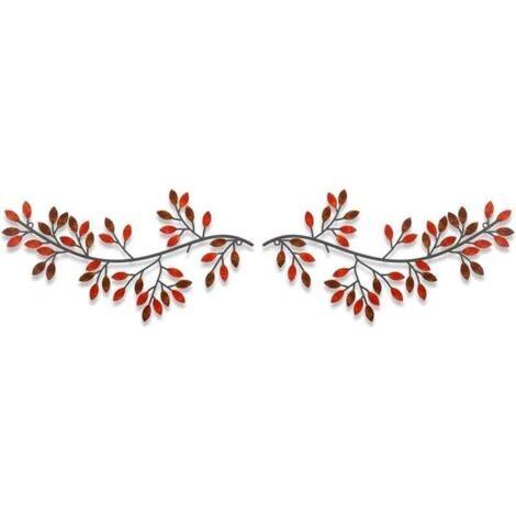 feuilles decoration murale metal, (2Pack) decoration murale decoration anniversaire décoration decoration chambre mariage accessoires intérieure salon maison tableau decoration murale salon (ro (1/4)