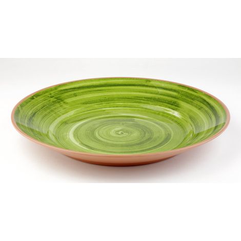 Plateau/assiette LA VIDA, Ø 32 cm, hauteur 3,5 cm, mélamine, vert/aspect terre cuite (1/3)