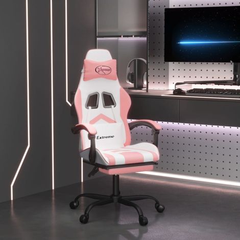 Sedia da Gaming con Poggiapiedi Bianco e Rosa in Similpelle vidaXL697751 (1/5)