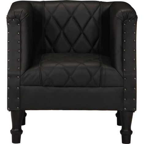 Maison Exclusive - Poltrona a Pozzetto Nera in Vera Pelle di Capra (1/5)