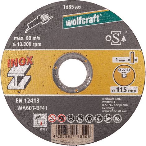 Disques À Couper En Acier Inoxydable Ø115 X 1,0 X 22,2mm En Boite 8462000 Wolfcraft