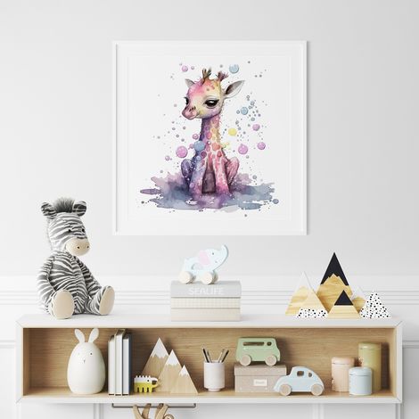 Poster / Affiche carrée Enfants - Girafe coloré - 20x20 cm (1/3)