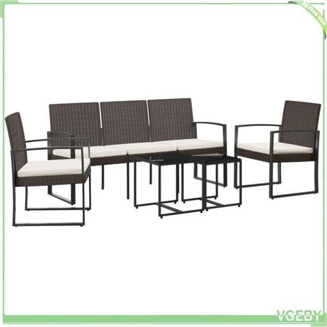 Ensemble à manger de jardin - FAFEICY - 360219 - 5 pcs - Rotin PP - Modulaire (1/5)