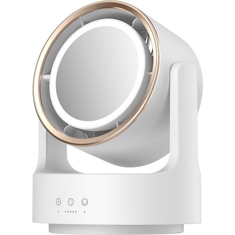 HONORNIC - Ventilateur de bureau rechargeable USB avec éclairage et fonction de vibration, idéal pour les chambres d'étudiants et les bureaux à domicile.