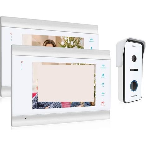 Caméra de sécurité sans fil avec sonnette vidéo Système d'interphone vidéo HD1080P de 7 pouces avec support de caméra de sonnette filaire haute définition déverrouillé Installation facile ( Color : 1 (1/5)