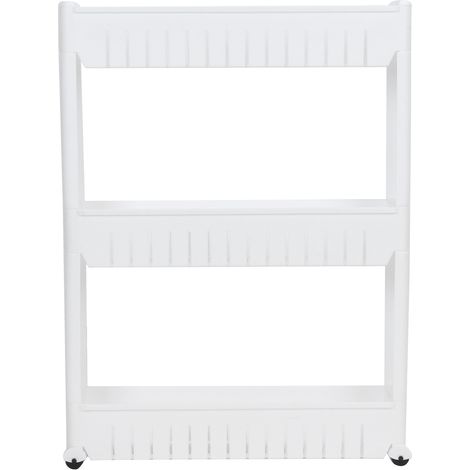 étagère rangement-Organisateur Slim à Roulettes Blanc 3 Niveaux pour Espaces Confinés (1/4)