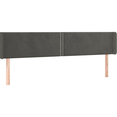 Testiera letto accessorio camera da letto mobili LED 203 x 16 x 78/88 cm tessuto in velluto grigio scuro TDL0201051