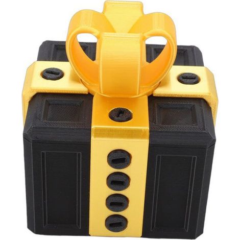 Boîte-cadeau ennuyeuse Coffret cadeau ennuyeux 7x6,5x6,5 cm, boîte cadeau interactive à vis deco statue or brillant + noir (1/4)