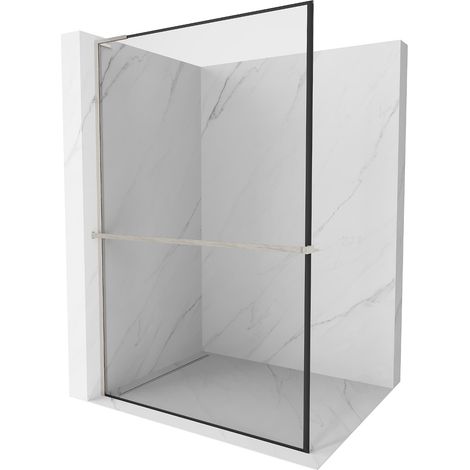 Mexen Kioto+ L paroi de douche avec étagère Walk-in 60 x 200 cm, motif noir, nickel brossé - 800-060-123-97-70 (1/5)