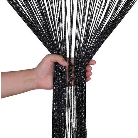 Rideau moustiquaire pour porte extérieure, 90 x 200 cm, noir, à franges de sequins, pour séparer les espaces et décorer les fêtes.