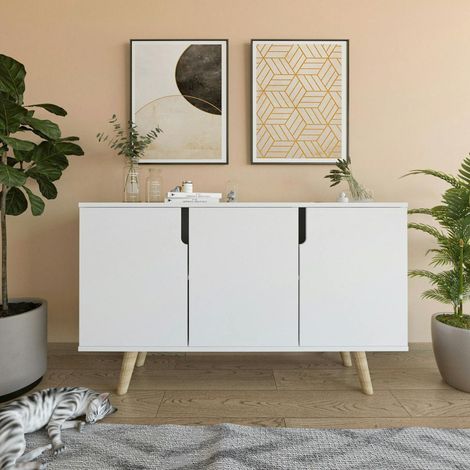 Buffet salle à manger blanc à poignées intégrées MARFA