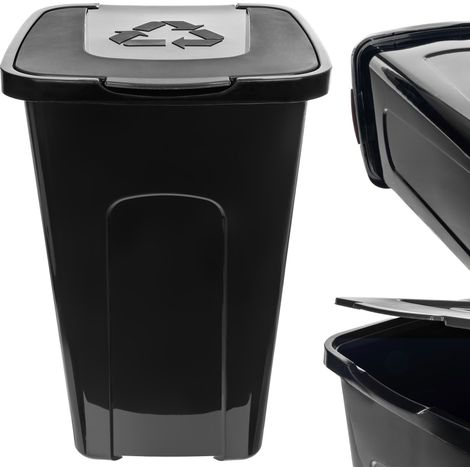 Poubelle Conteneur De Ségrégation Des Déchets Seau De 50 L Conteneur Noir (1/5)