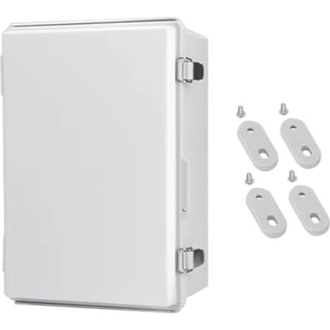 Boîte de jonction avec plaque de montage, boîtier électrique étanche, boîtier en plastique pliable pour la distribution électrique en extérieur (L, gris clair) (1/5)