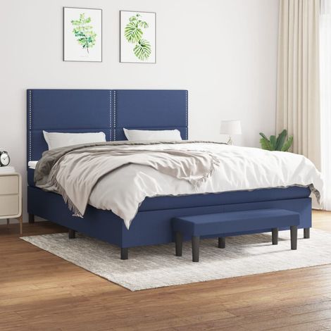 Boxspringbett mit Matratze Blau 180x200 cm Stoff (1/5)