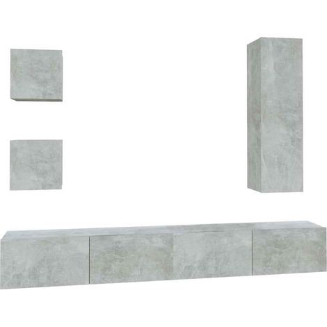 Maison Exclusive - 5-tlg. TV-Schrank-Set Betongrau Holzwerkstoff (1/5)