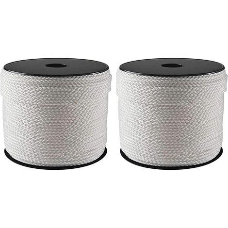 2 - Corde Tressée - Polypropylène - Diamètre 5mm - Longueur 100m - Résistance 280kg - Usage Nautique Et Jardinage - Blanc