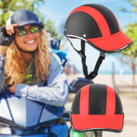 Casque de moto demi-visage universel et léger, casquette de sécurité pour vélo (rouge A0322, taille unique) (1/5)