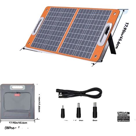 Caricabatterie solare pieghevole, potenza nominale 60W, leggero e portatile. (1/2)