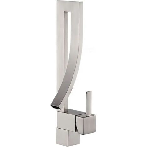 ROBINET DE LAVABO SUR PLAGE 005 EN LAITON NICKEL BROSSÉ COLLECTION AXIS (1/5)