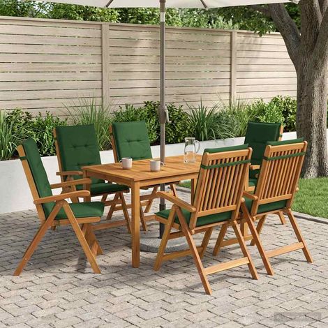 vidaXL Conjunto de comedor de jardín de 7 piezas 6 plaza Verde (1/5)