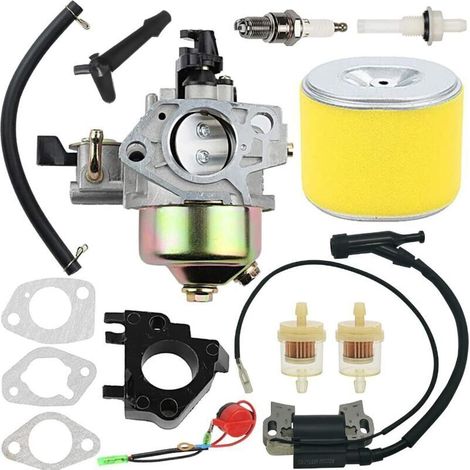 GX340 GX390 Kit de carburateur pour Honda GX 390 GX 340 13HP 11HP GX340U1 GX340R1 GX340K1 WT40XK1 WT40XK2 Moteurs de tondeuse à gazon avec bobine d'allumage Filtre à air Joints de bougie (1/4)