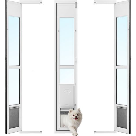 VEVOR Chatiere pour Porte Coulissante en Verre, Porte pour Chien et Chat, Ouverture Pivotante a 180°, Hauteur Reglable de 1927 a 2049mm, Cadre en Alliage deAluminium, Rabat et Verrouillage, Taille M (1/5)