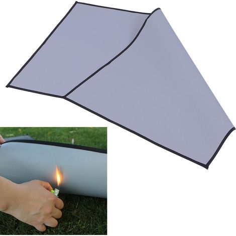 Tapis de protection ignifuge en silicone pour barbecue de camping extérieur, gris