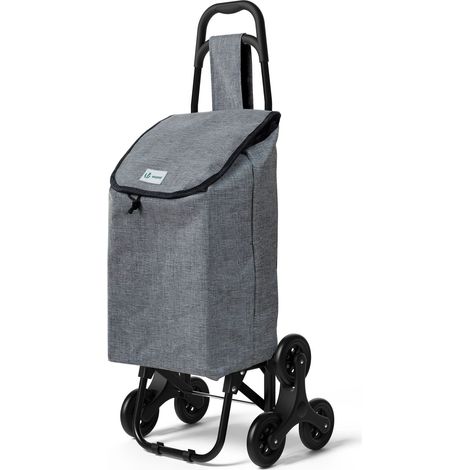 Vounot – Chariot de courses pliable 2 en 1 – 6 roues monte-escalier – sac imperméable 32L – structure métallique résistante – pour charges jusqu'à 30kg
