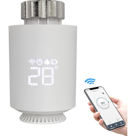Termostato intelligente per radiatore, app Tuya e termostato digitale Smart Life, termosifone programmabile, Wi-Fi espandibile, installazione facile, risparmio sul riscaldamento (1/5)
